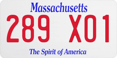 MA license plate 289XO1