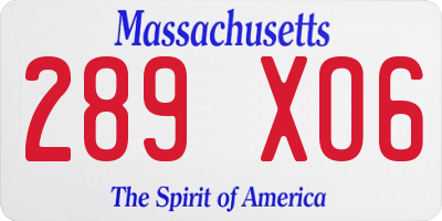 MA license plate 289XO6