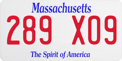 MA license plate 289XO9