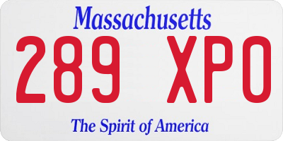 MA license plate 289XP0