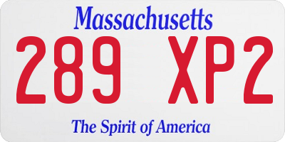 MA license plate 289XP2