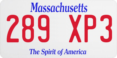 MA license plate 289XP3