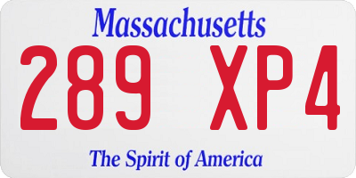 MA license plate 289XP4