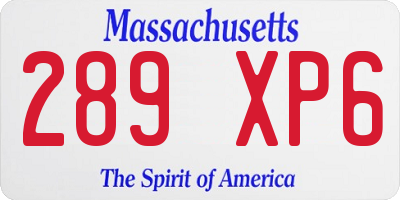 MA license plate 289XP6