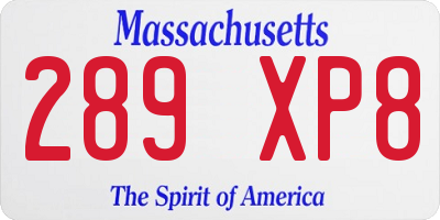 MA license plate 289XP8