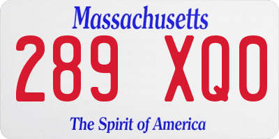 MA license plate 289XQ0