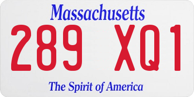 MA license plate 289XQ1