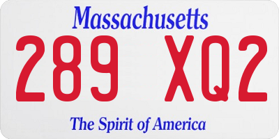 MA license plate 289XQ2