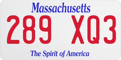 MA license plate 289XQ3