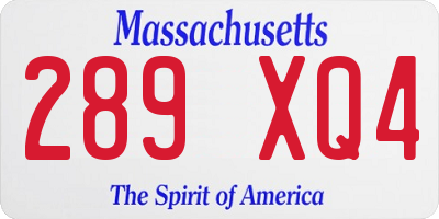 MA license plate 289XQ4