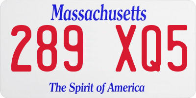MA license plate 289XQ5