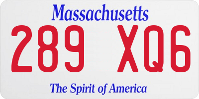 MA license plate 289XQ6