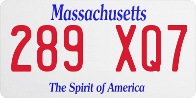 MA license plate 289XQ7