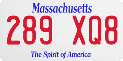 MA license plate 289XQ8