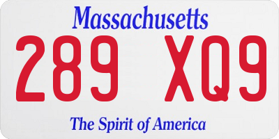 MA license plate 289XQ9