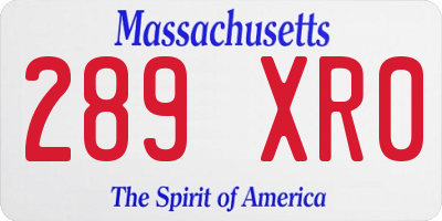 MA license plate 289XR0