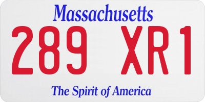 MA license plate 289XR1