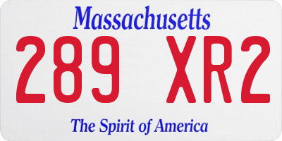 MA license plate 289XR2
