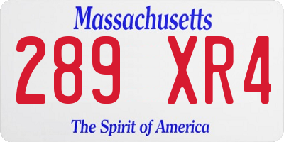 MA license plate 289XR4