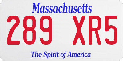 MA license plate 289XR5