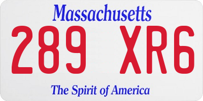 MA license plate 289XR6