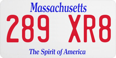 MA license plate 289XR8
