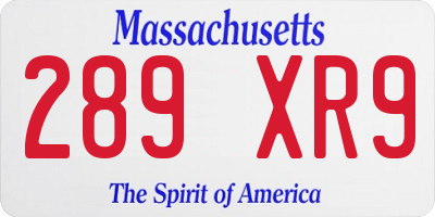 MA license plate 289XR9