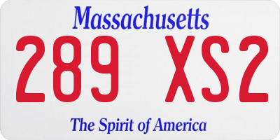 MA license plate 289XS2
