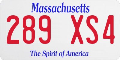 MA license plate 289XS4