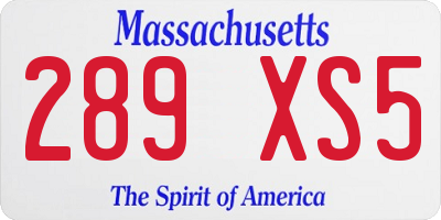 MA license plate 289XS5