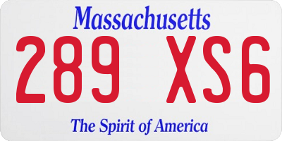 MA license plate 289XS6