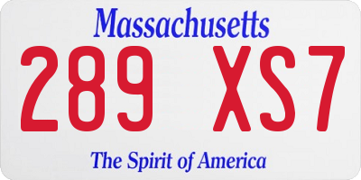 MA license plate 289XS7