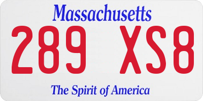 MA license plate 289XS8