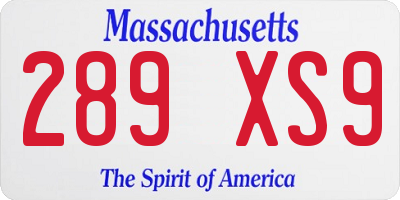 MA license plate 289XS9