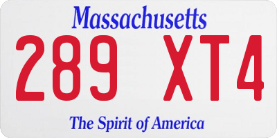 MA license plate 289XT4