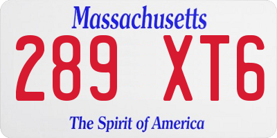 MA license plate 289XT6