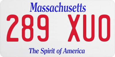 MA license plate 289XU0