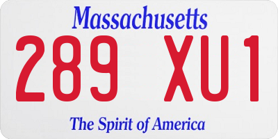 MA license plate 289XU1