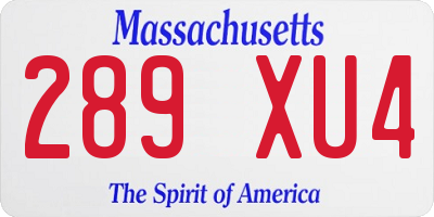 MA license plate 289XU4