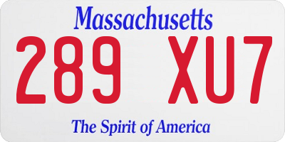 MA license plate 289XU7
