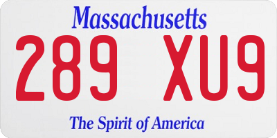 MA license plate 289XU9