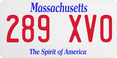 MA license plate 289XV0