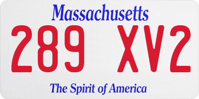 MA license plate 289XV2