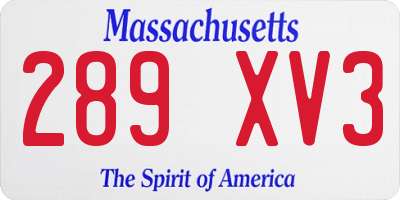 MA license plate 289XV3
