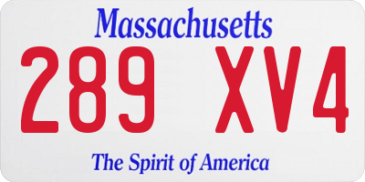 MA license plate 289XV4