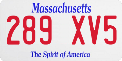 MA license plate 289XV5