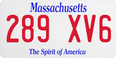 MA license plate 289XV6