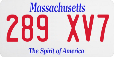 MA license plate 289XV7
