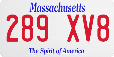MA license plate 289XV8
