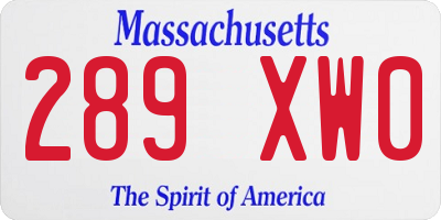 MA license plate 289XW0